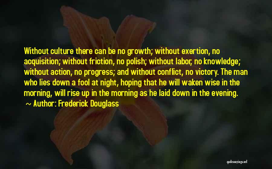 Frederick Douglass Quotes: Without Culture There Can Be No Growth; Without Exertion, No Acquisition; Without Friction, No Polish; Without Labor, No Knowledge; Without