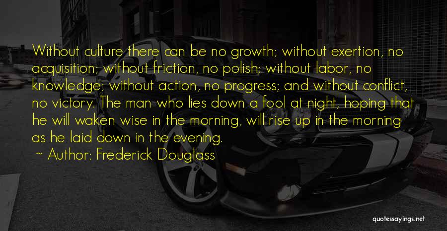 Frederick Douglass Quotes: Without Culture There Can Be No Growth; Without Exertion, No Acquisition; Without Friction, No Polish; Without Labor, No Knowledge; Without