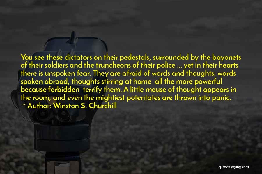 Winston S. Churchill Quotes: You See These Dictators On Their Pedestals, Surrounded By The Bayonets Of Their Soldiers And The Truncheons Of Their Police