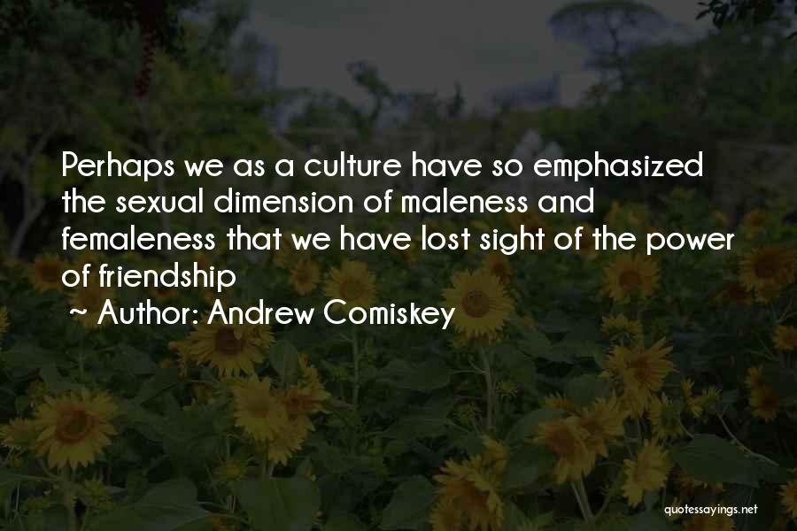 Andrew Comiskey Quotes: Perhaps We As A Culture Have So Emphasized The Sexual Dimension Of Maleness And Femaleness That We Have Lost Sight