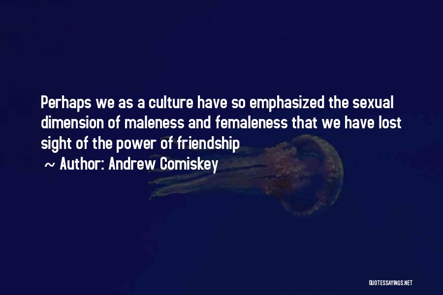 Andrew Comiskey Quotes: Perhaps We As A Culture Have So Emphasized The Sexual Dimension Of Maleness And Femaleness That We Have Lost Sight