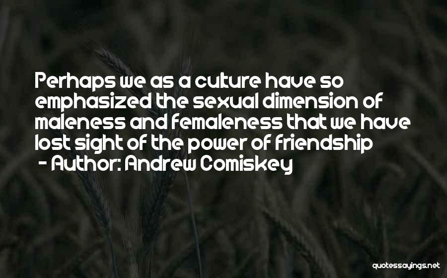 Andrew Comiskey Quotes: Perhaps We As A Culture Have So Emphasized The Sexual Dimension Of Maleness And Femaleness That We Have Lost Sight