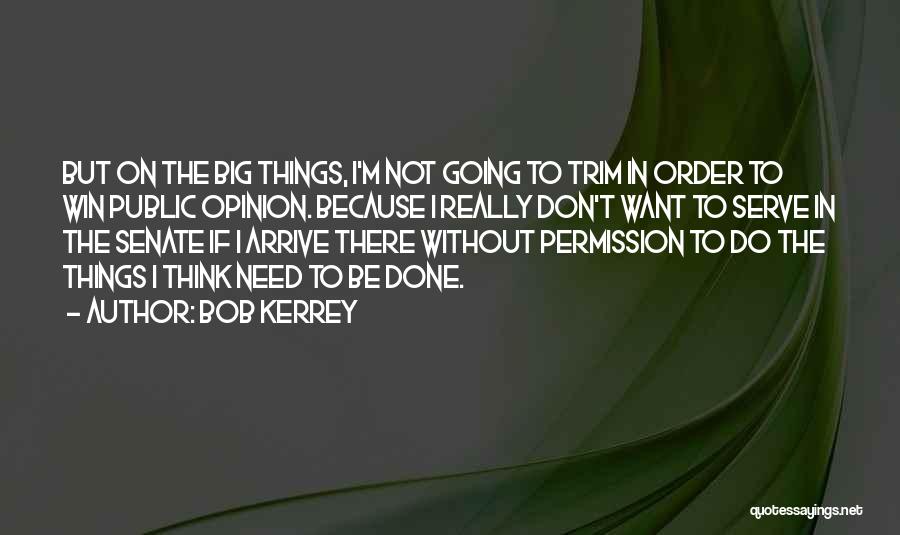 Bob Kerrey Quotes: But On The Big Things, I'm Not Going To Trim In Order To Win Public Opinion. Because I Really Don't