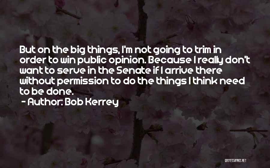 Bob Kerrey Quotes: But On The Big Things, I'm Not Going To Trim In Order To Win Public Opinion. Because I Really Don't