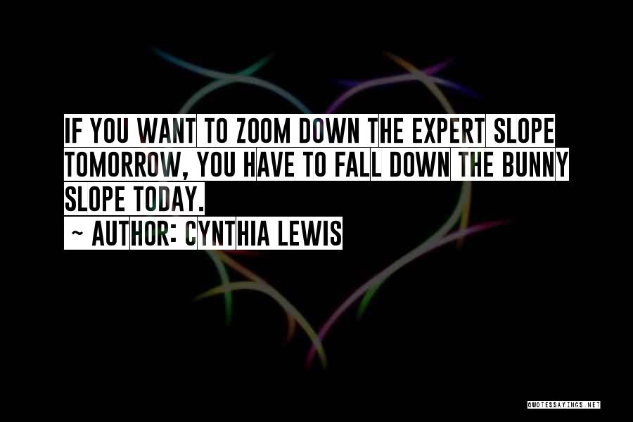 Cynthia Lewis Quotes: If You Want To Zoom Down The Expert Slope Tomorrow, You Have To Fall Down The Bunny Slope Today.