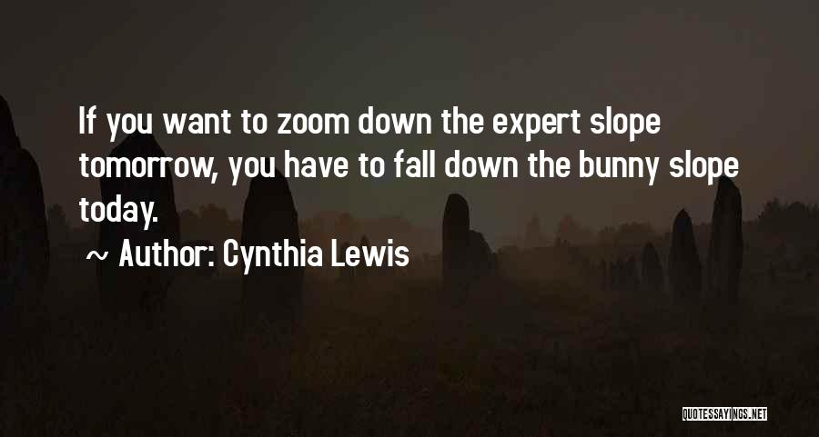 Cynthia Lewis Quotes: If You Want To Zoom Down The Expert Slope Tomorrow, You Have To Fall Down The Bunny Slope Today.