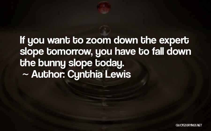 Cynthia Lewis Quotes: If You Want To Zoom Down The Expert Slope Tomorrow, You Have To Fall Down The Bunny Slope Today.