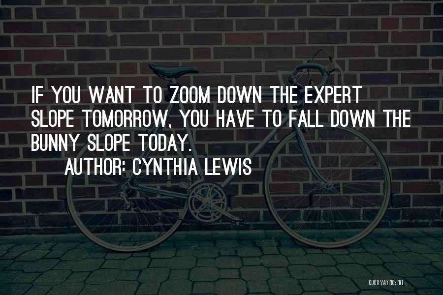 Cynthia Lewis Quotes: If You Want To Zoom Down The Expert Slope Tomorrow, You Have To Fall Down The Bunny Slope Today.