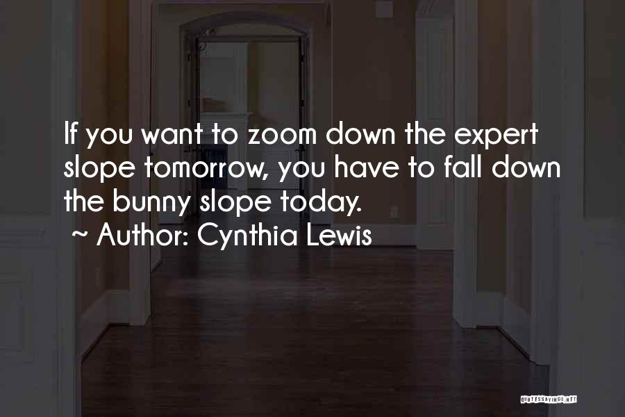 Cynthia Lewis Quotes: If You Want To Zoom Down The Expert Slope Tomorrow, You Have To Fall Down The Bunny Slope Today.