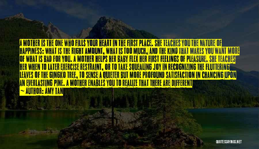 Amy Tan Quotes: A Mother Is The One Who Fills Your Heart In The First Place. She Teaches You The Nature Of Happiness: