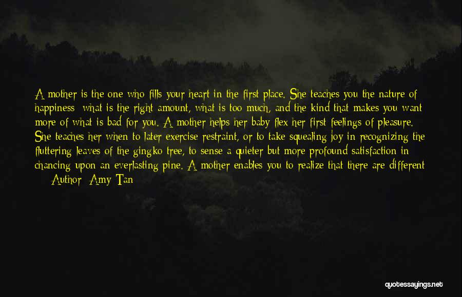 Amy Tan Quotes: A Mother Is The One Who Fills Your Heart In The First Place. She Teaches You The Nature Of Happiness: