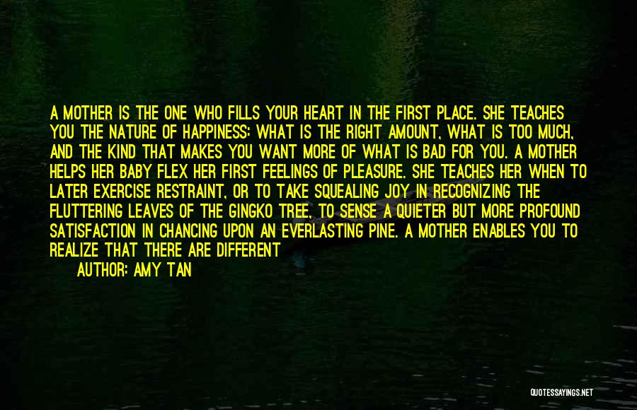 Amy Tan Quotes: A Mother Is The One Who Fills Your Heart In The First Place. She Teaches You The Nature Of Happiness: