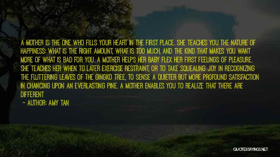 Amy Tan Quotes: A Mother Is The One Who Fills Your Heart In The First Place. She Teaches You The Nature Of Happiness: