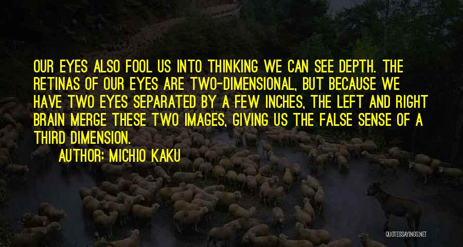 Michio Kaku Quotes: Our Eyes Also Fool Us Into Thinking We Can See Depth. The Retinas Of Our Eyes Are Two-dimensional, But Because