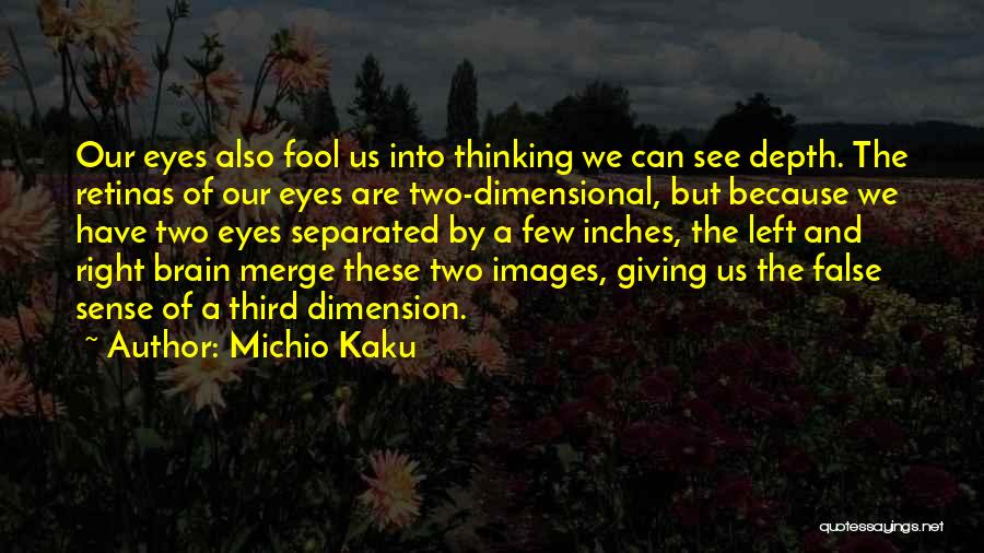 Michio Kaku Quotes: Our Eyes Also Fool Us Into Thinking We Can See Depth. The Retinas Of Our Eyes Are Two-dimensional, But Because