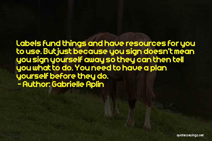 Gabrielle Aplin Quotes: Labels Fund Things And Have Resources For You To Use. But Just Because You Sign Doesn't Mean You Sign Yourself