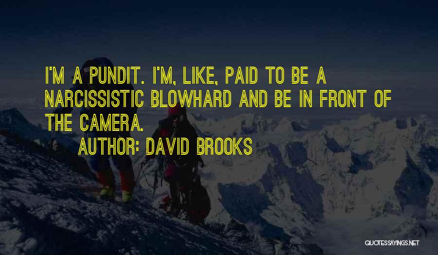 David Brooks Quotes: I'm A Pundit. I'm, Like, Paid To Be A Narcissistic Blowhard And Be In Front Of The Camera.