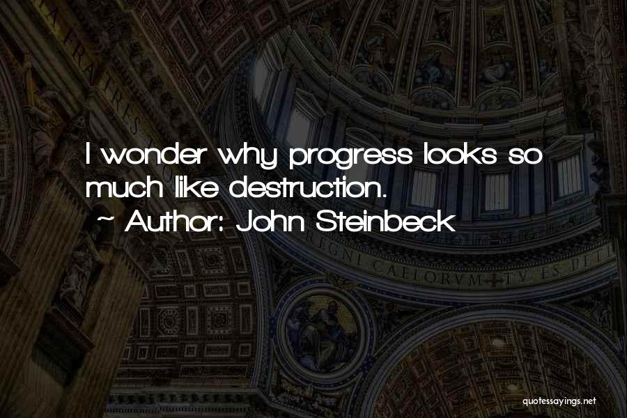 John Steinbeck Quotes: I Wonder Why Progress Looks So Much Like Destruction.