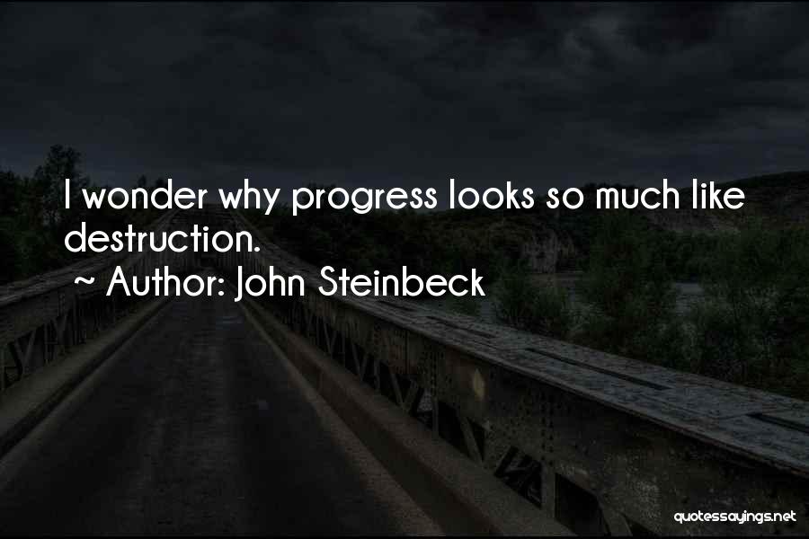 John Steinbeck Quotes: I Wonder Why Progress Looks So Much Like Destruction.