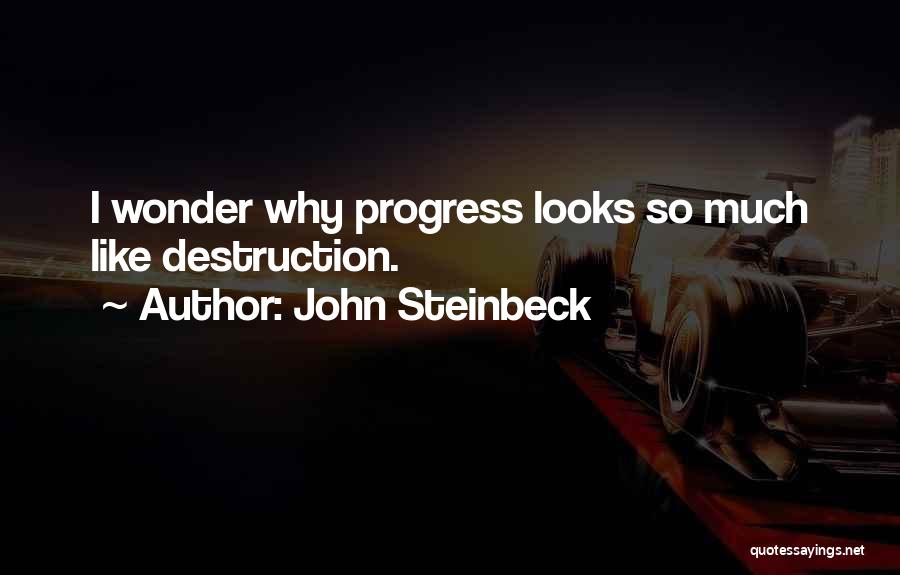 John Steinbeck Quotes: I Wonder Why Progress Looks So Much Like Destruction.