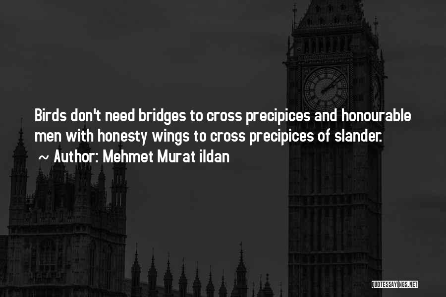 Mehmet Murat Ildan Quotes: Birds Don't Need Bridges To Cross Precipices And Honourable Men With Honesty Wings To Cross Precipices Of Slander.