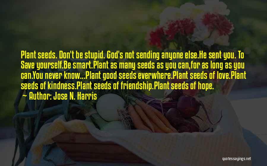 Jose N. Harris Quotes: Plant Seeds. Don't Be Stupid. God's Not Sending Anyone Else.he Sent You. To Save Yourself.be Smart.plant As Many Seeds As