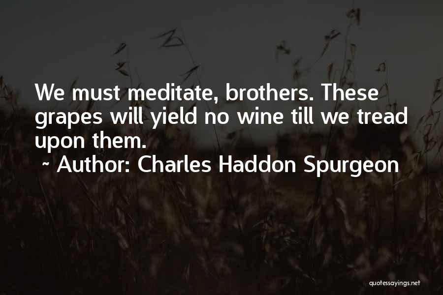 Charles Haddon Spurgeon Quotes: We Must Meditate, Brothers. These Grapes Will Yield No Wine Till We Tread Upon Them.