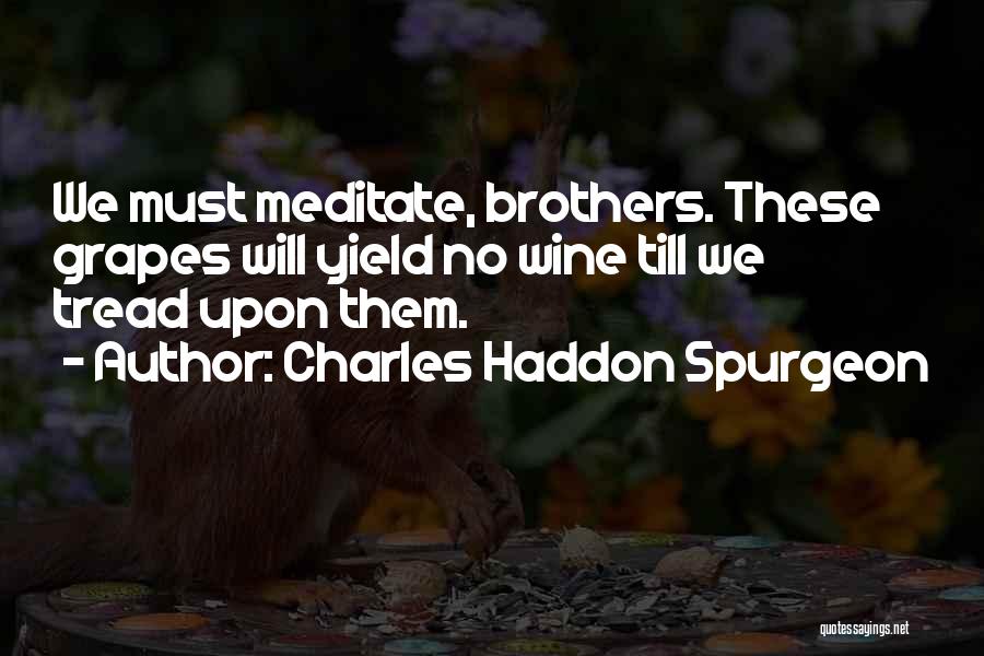 Charles Haddon Spurgeon Quotes: We Must Meditate, Brothers. These Grapes Will Yield No Wine Till We Tread Upon Them.