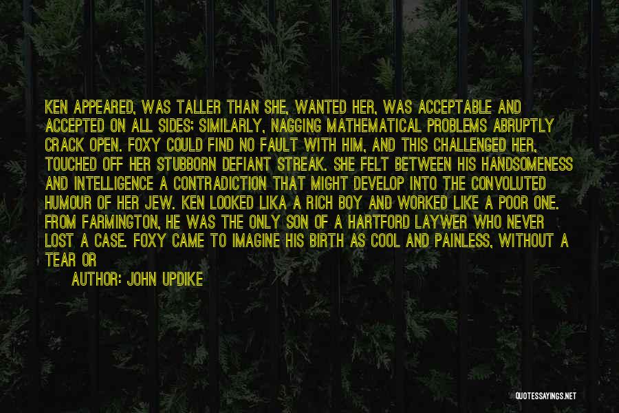 John Updike Quotes: Ken Appeared, Was Taller Than She, Wanted Her, Was Acceptable And Accepted On All Sides; Similarly, Nagging Mathematical Problems Abruptly