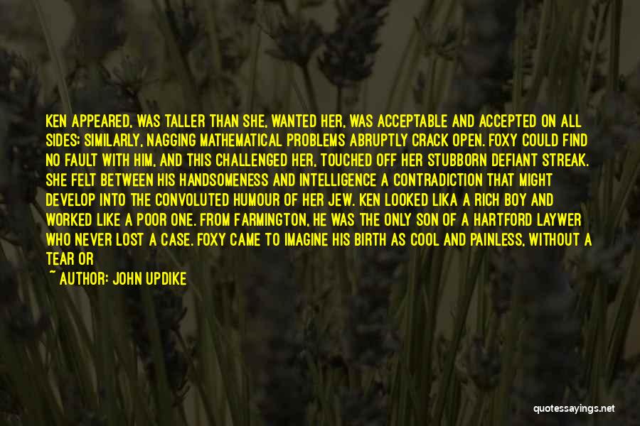 John Updike Quotes: Ken Appeared, Was Taller Than She, Wanted Her, Was Acceptable And Accepted On All Sides; Similarly, Nagging Mathematical Problems Abruptly