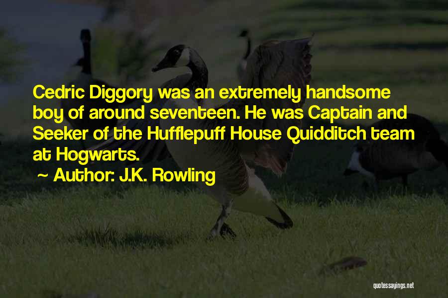 J.K. Rowling Quotes: Cedric Diggory Was An Extremely Handsome Boy Of Around Seventeen. He Was Captain And Seeker Of The Hufflepuff House Quidditch