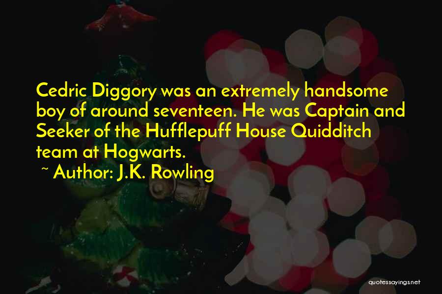 J.K. Rowling Quotes: Cedric Diggory Was An Extremely Handsome Boy Of Around Seventeen. He Was Captain And Seeker Of The Hufflepuff House Quidditch