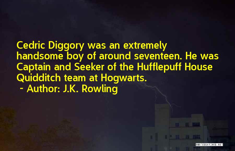 J.K. Rowling Quotes: Cedric Diggory Was An Extremely Handsome Boy Of Around Seventeen. He Was Captain And Seeker Of The Hufflepuff House Quidditch
