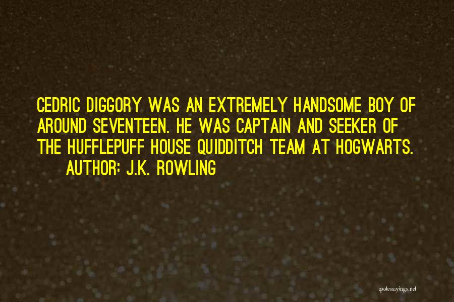 J.K. Rowling Quotes: Cedric Diggory Was An Extremely Handsome Boy Of Around Seventeen. He Was Captain And Seeker Of The Hufflepuff House Quidditch