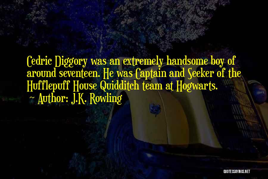 J.K. Rowling Quotes: Cedric Diggory Was An Extremely Handsome Boy Of Around Seventeen. He Was Captain And Seeker Of The Hufflepuff House Quidditch