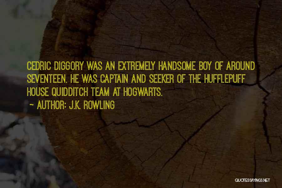 J.K. Rowling Quotes: Cedric Diggory Was An Extremely Handsome Boy Of Around Seventeen. He Was Captain And Seeker Of The Hufflepuff House Quidditch