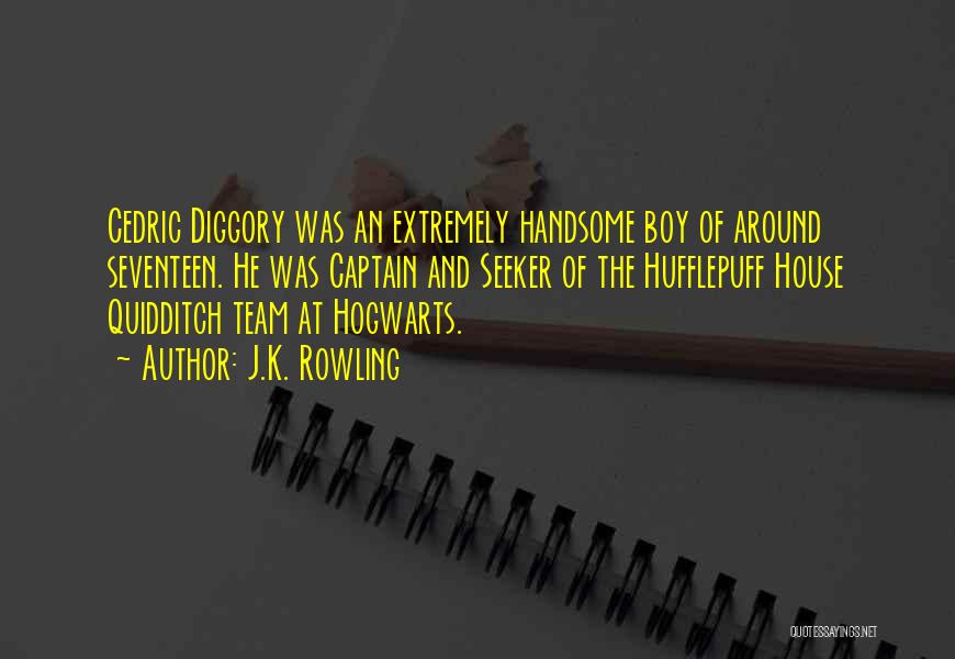 J.K. Rowling Quotes: Cedric Diggory Was An Extremely Handsome Boy Of Around Seventeen. He Was Captain And Seeker Of The Hufflepuff House Quidditch