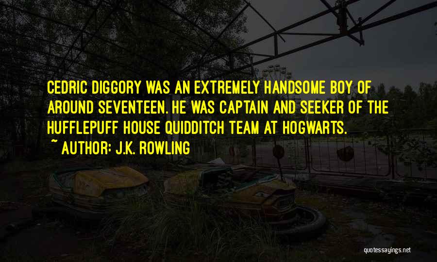 J.K. Rowling Quotes: Cedric Diggory Was An Extremely Handsome Boy Of Around Seventeen. He Was Captain And Seeker Of The Hufflepuff House Quidditch