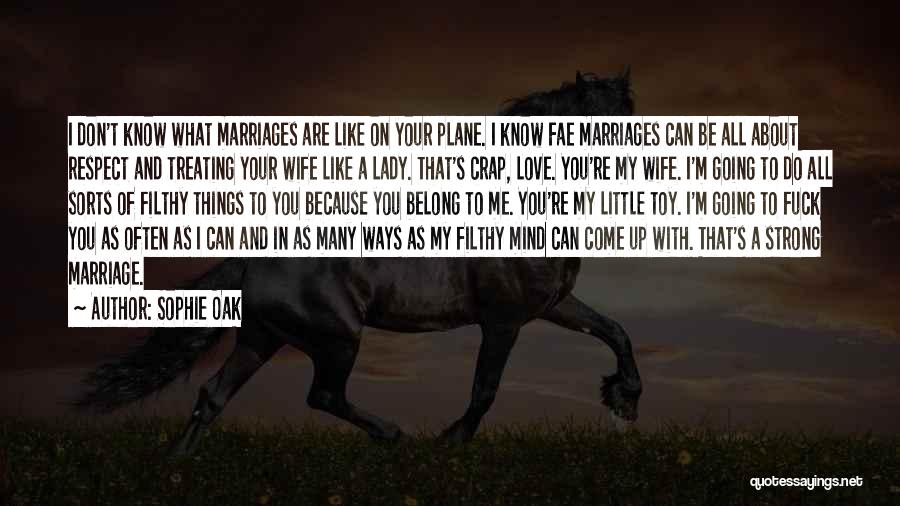 Sophie Oak Quotes: I Don't Know What Marriages Are Like On Your Plane. I Know Fae Marriages Can Be All About Respect And