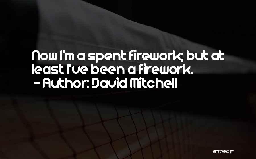 David Mitchell Quotes: Now I'm A Spent Firework; But At Least I've Been A Firework.