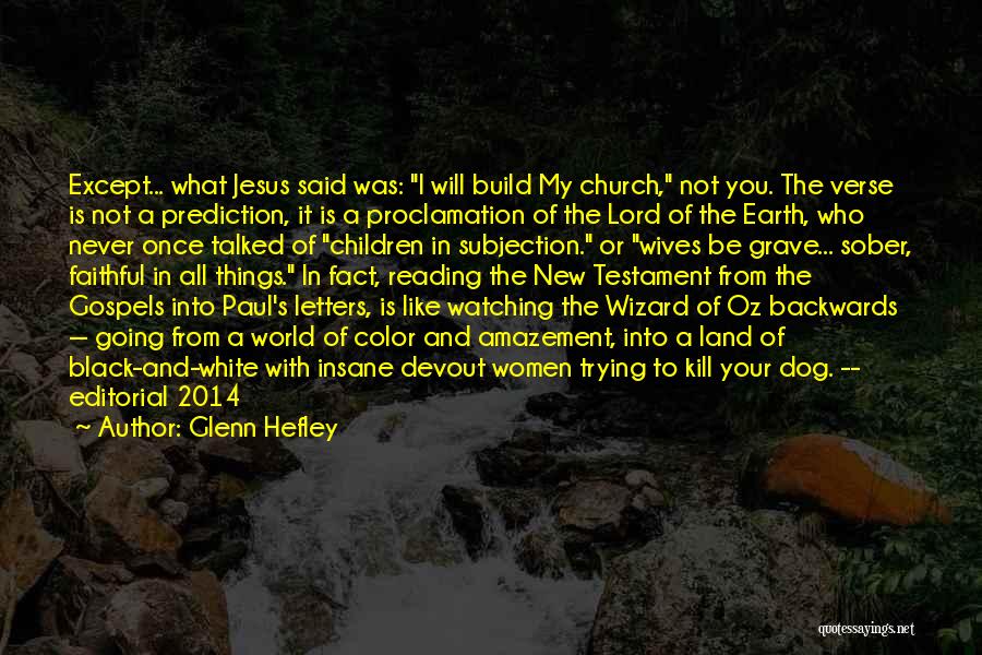 Glenn Hefley Quotes: Except... What Jesus Said Was: I Will Build My Church, Not You. The Verse Is Not A Prediction, It Is