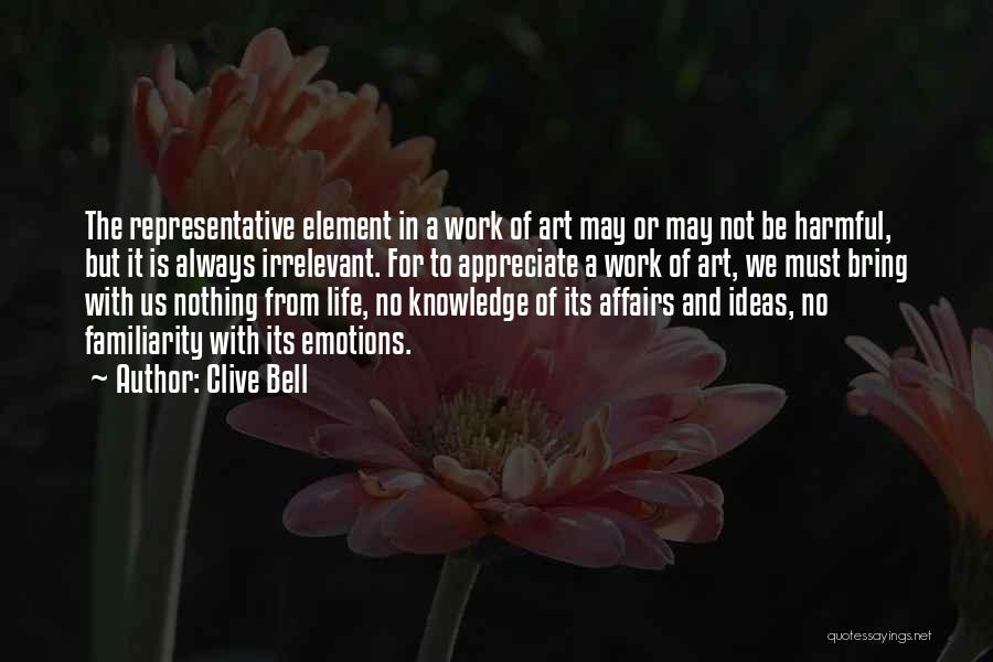 Clive Bell Quotes: The Representative Element In A Work Of Art May Or May Not Be Harmful, But It Is Always Irrelevant. For