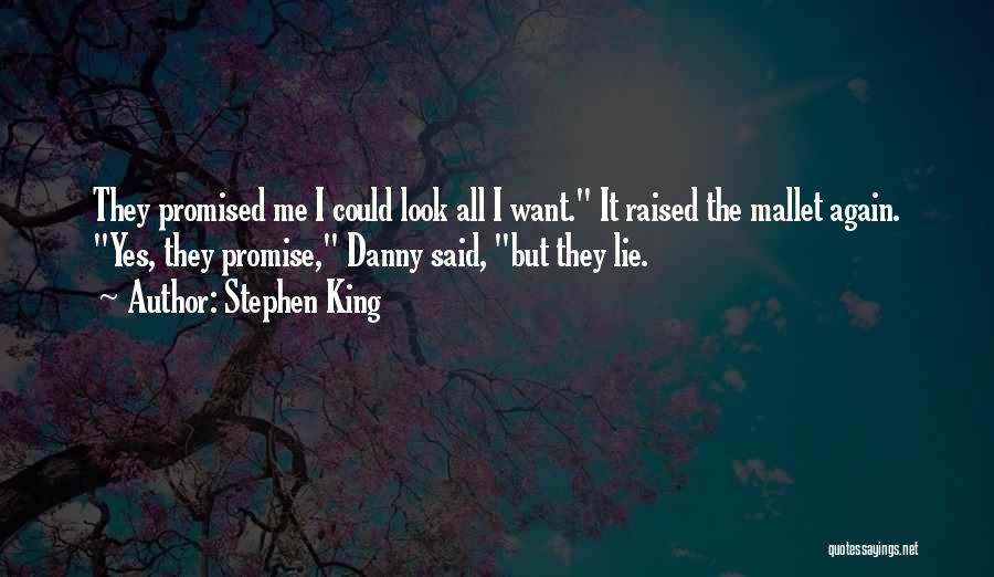 Stephen King Quotes: They Promised Me I Could Look All I Want. It Raised The Mallet Again. Yes, They Promise, Danny Said, But