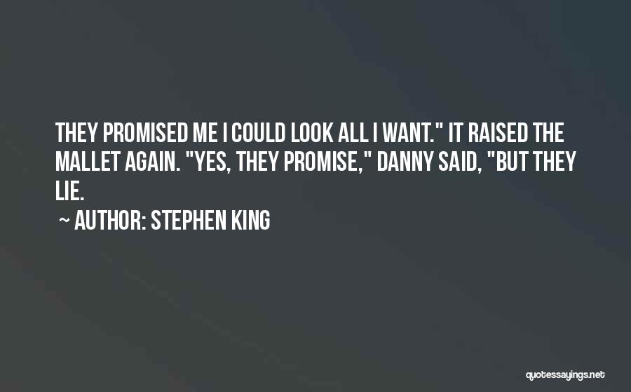 Stephen King Quotes: They Promised Me I Could Look All I Want. It Raised The Mallet Again. Yes, They Promise, Danny Said, But