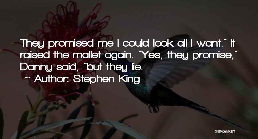 Stephen King Quotes: They Promised Me I Could Look All I Want. It Raised The Mallet Again. Yes, They Promise, Danny Said, But