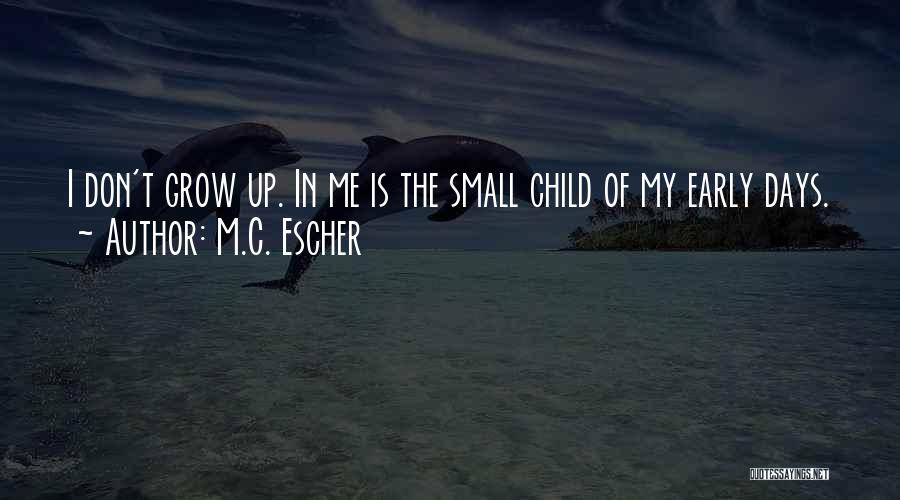 M.C. Escher Quotes: I Don't Grow Up. In Me Is The Small Child Of My Early Days.