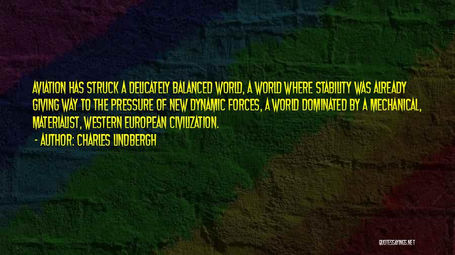 Charles Lindbergh Quotes: Aviation Has Struck A Delicately Balanced World, A World Where Stability Was Already Giving Way To The Pressure Of New