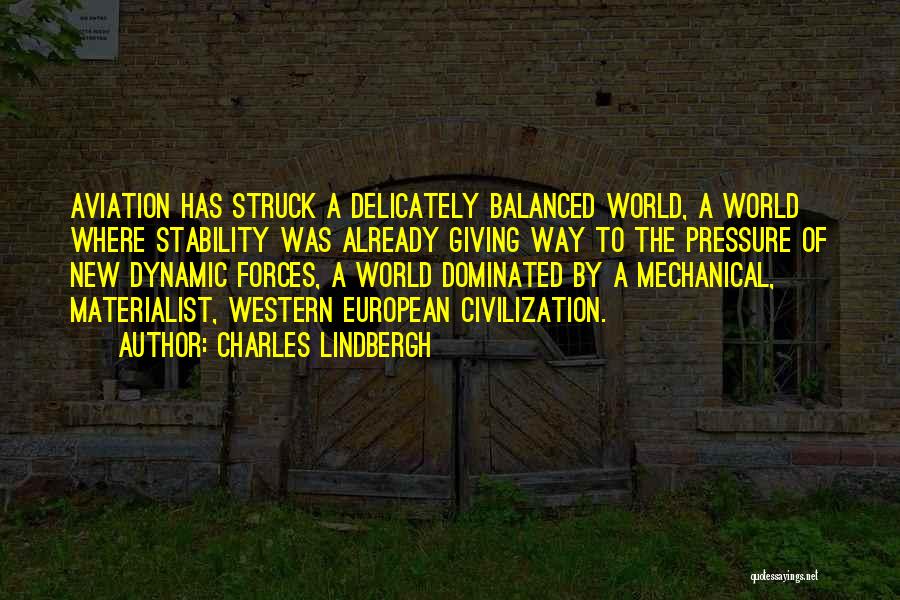 Charles Lindbergh Quotes: Aviation Has Struck A Delicately Balanced World, A World Where Stability Was Already Giving Way To The Pressure Of New