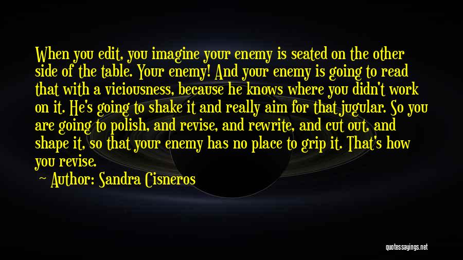 Sandra Cisneros Quotes: When You Edit, You Imagine Your Enemy Is Seated On The Other Side Of The Table. Your Enemy! And Your