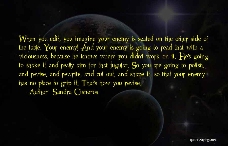 Sandra Cisneros Quotes: When You Edit, You Imagine Your Enemy Is Seated On The Other Side Of The Table. Your Enemy! And Your